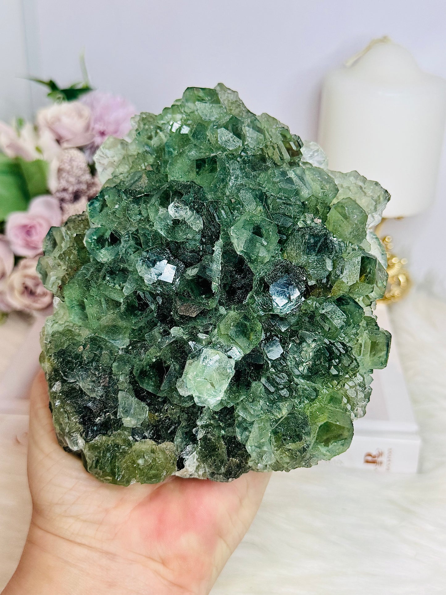 High Grade Green Cubed Fluorite Specimen 14cm 1KG