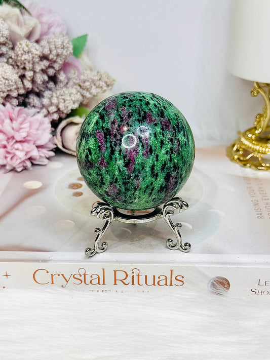 Ruby Zoisite Sphere on Stand 369g