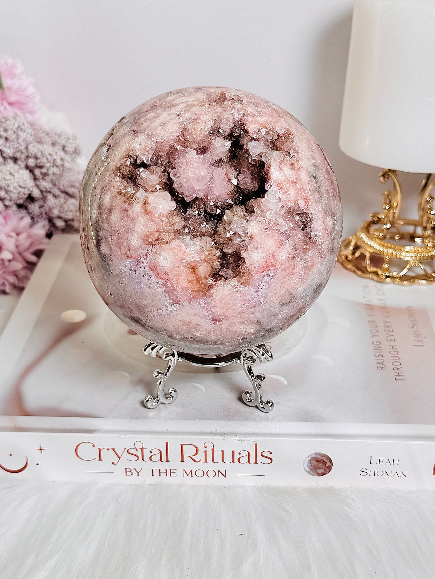 The Pink Amethyst QUEEN ~ Divine Large 10.5cm 1.2KG Druzy Pink Amethyst Sphere on Stand with Stunning Crystallisation