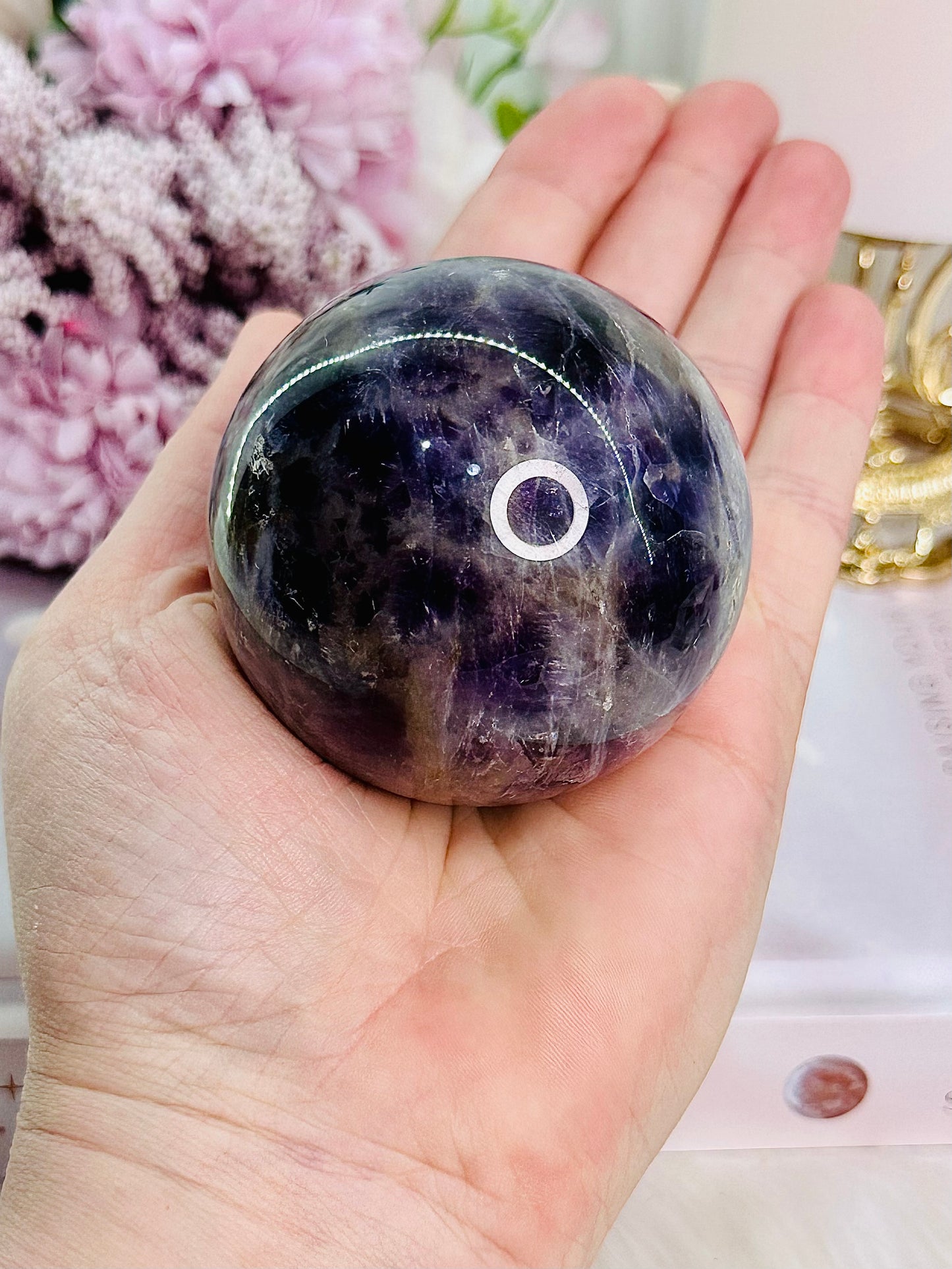 Peace & Tranquility ~ Gorgeous Amethyst Sphere 299grams From Brazil On Stand (Glass stand in pic is display only)