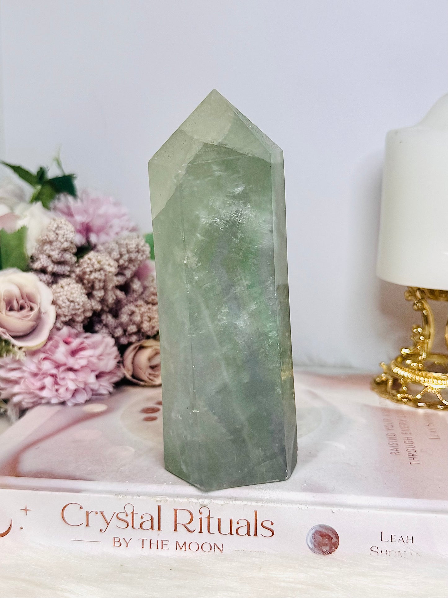 Chunky Large Green Fluorite Tower with Rainbows 15cm 630g