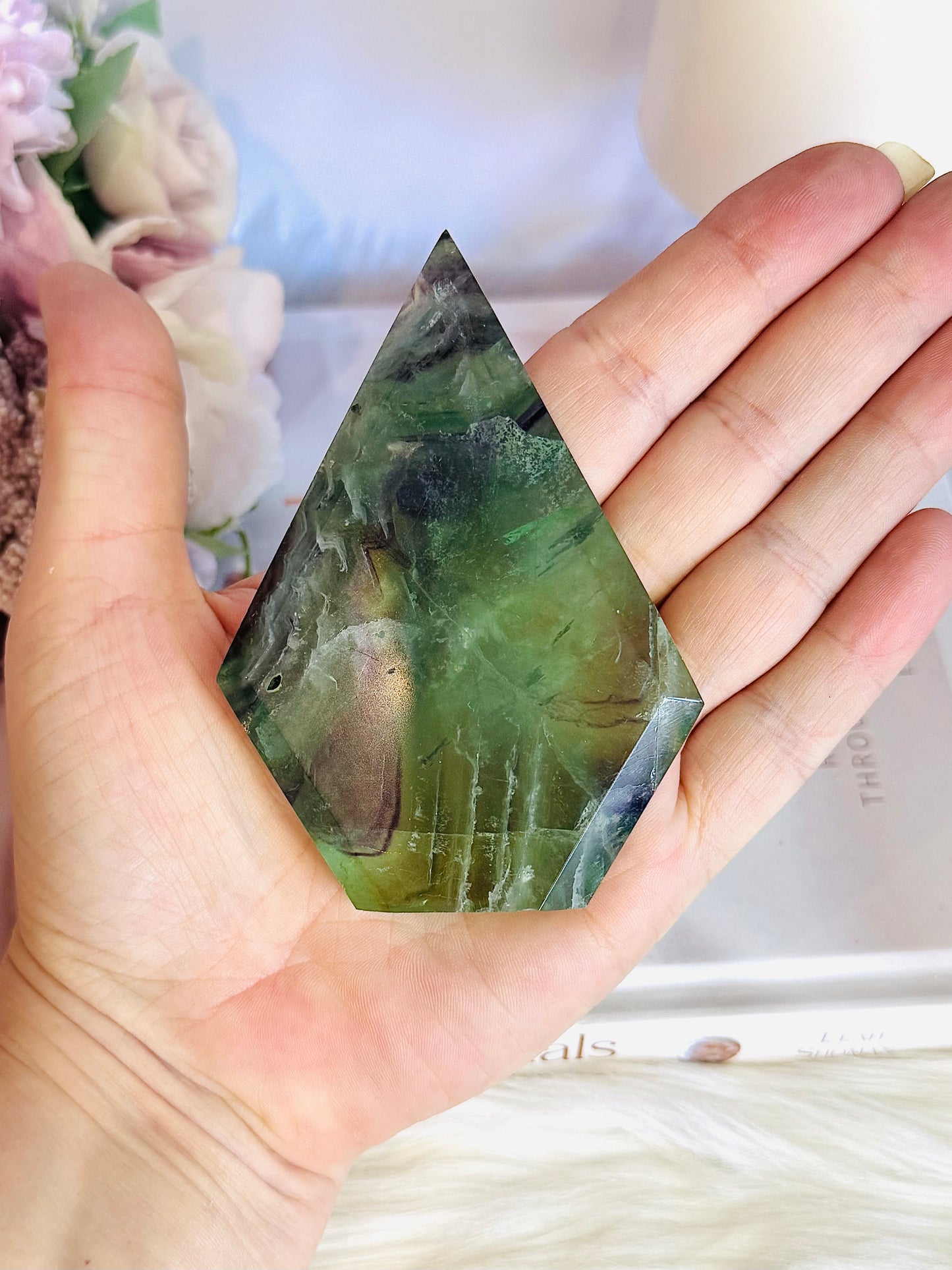 Beautiful 9cm Fluorite Carved Flame | Freeform