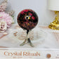 High Grade Rhodonite Sphere on Stand