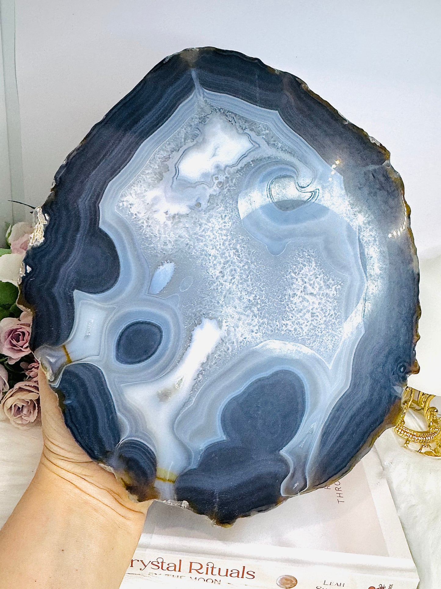 Huge Agate Polished Slab on Stand 25cm 1.5KG