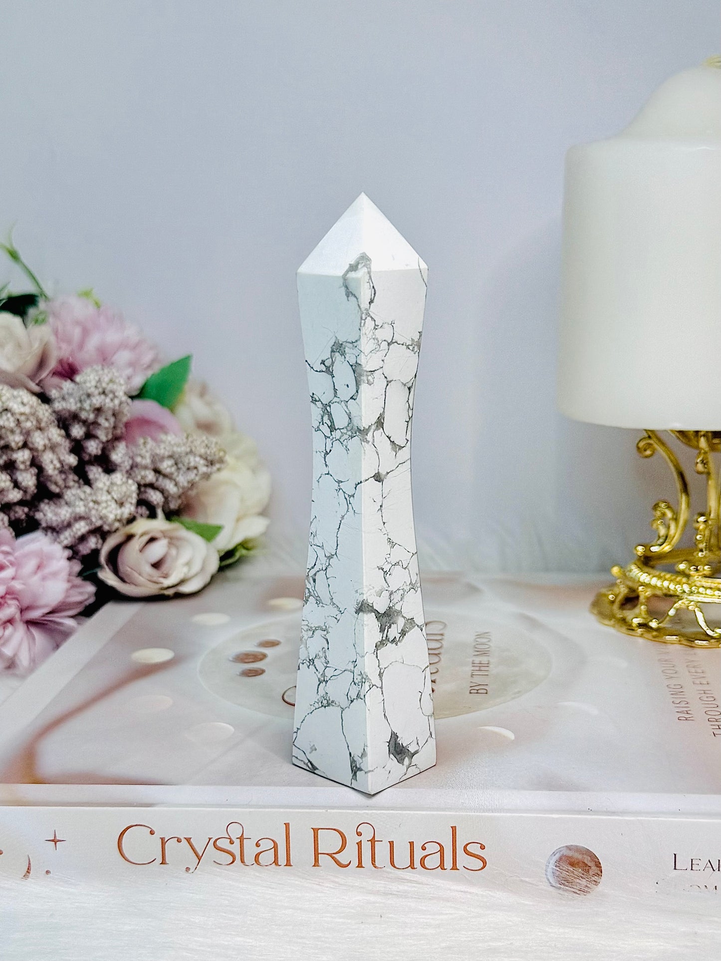 Howlite Carved Tower 12.5cm