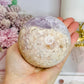 Large Rare Amethyst X Flower Agate Sphere On Stand 710g