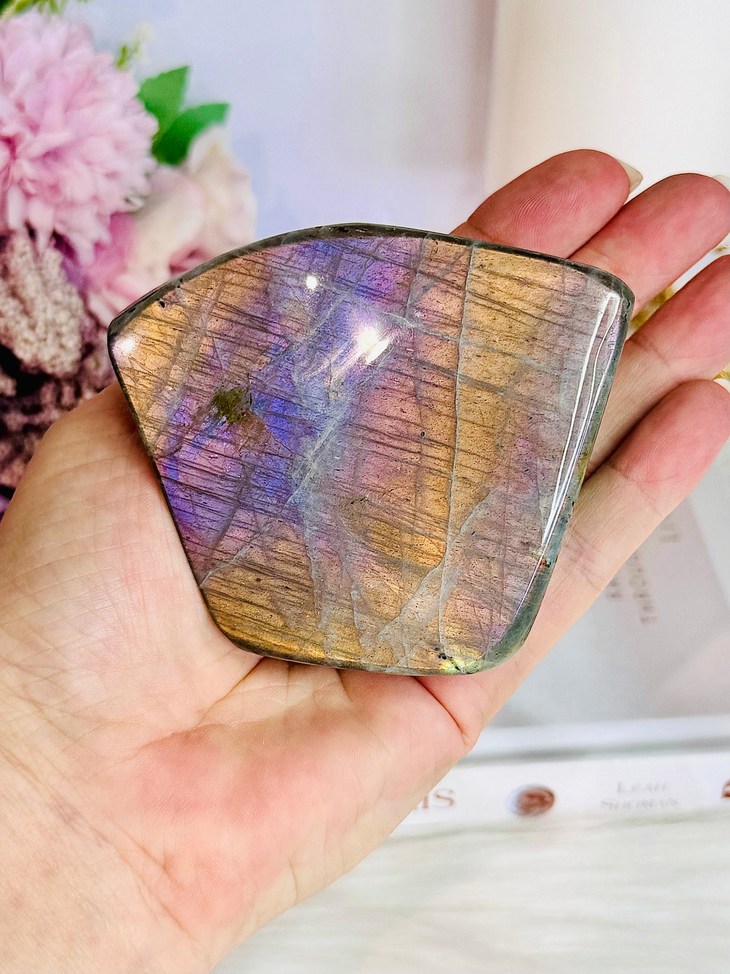 Wow! Incredible Pink, Purple & Orange Flash Natural Labradorite Polished Freeform 324grams