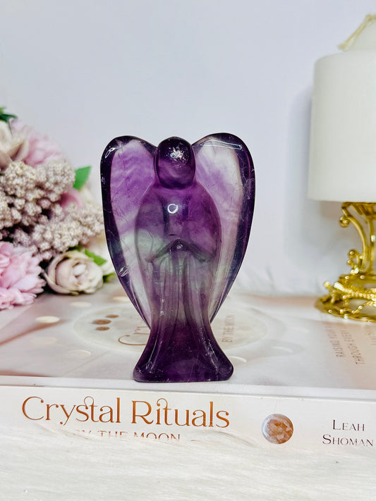Purple Fluorite Angel Carving 10cm