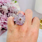 Stunning Natural Purple Stalactite Silver Plated Adjustable Ring From Brazil In Gift Bag