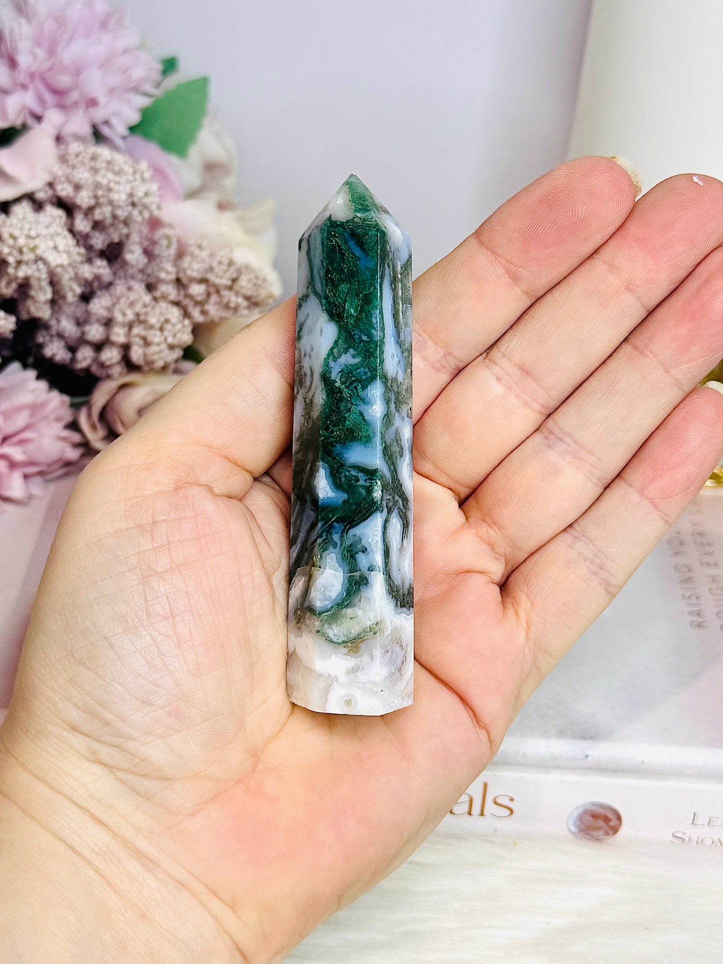 Moss Agate Tower 9.5cm