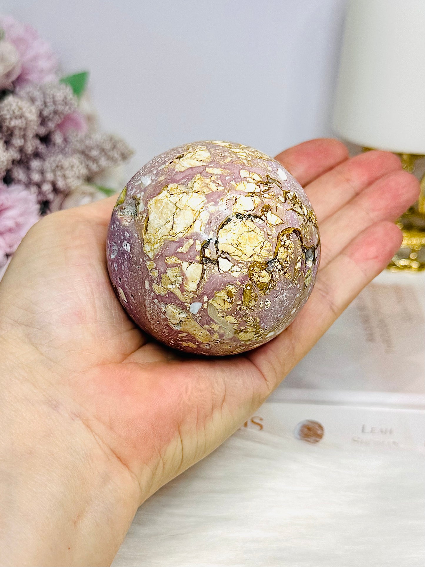 Large Natural Phosphosiderite Sphere On Stand 278g
