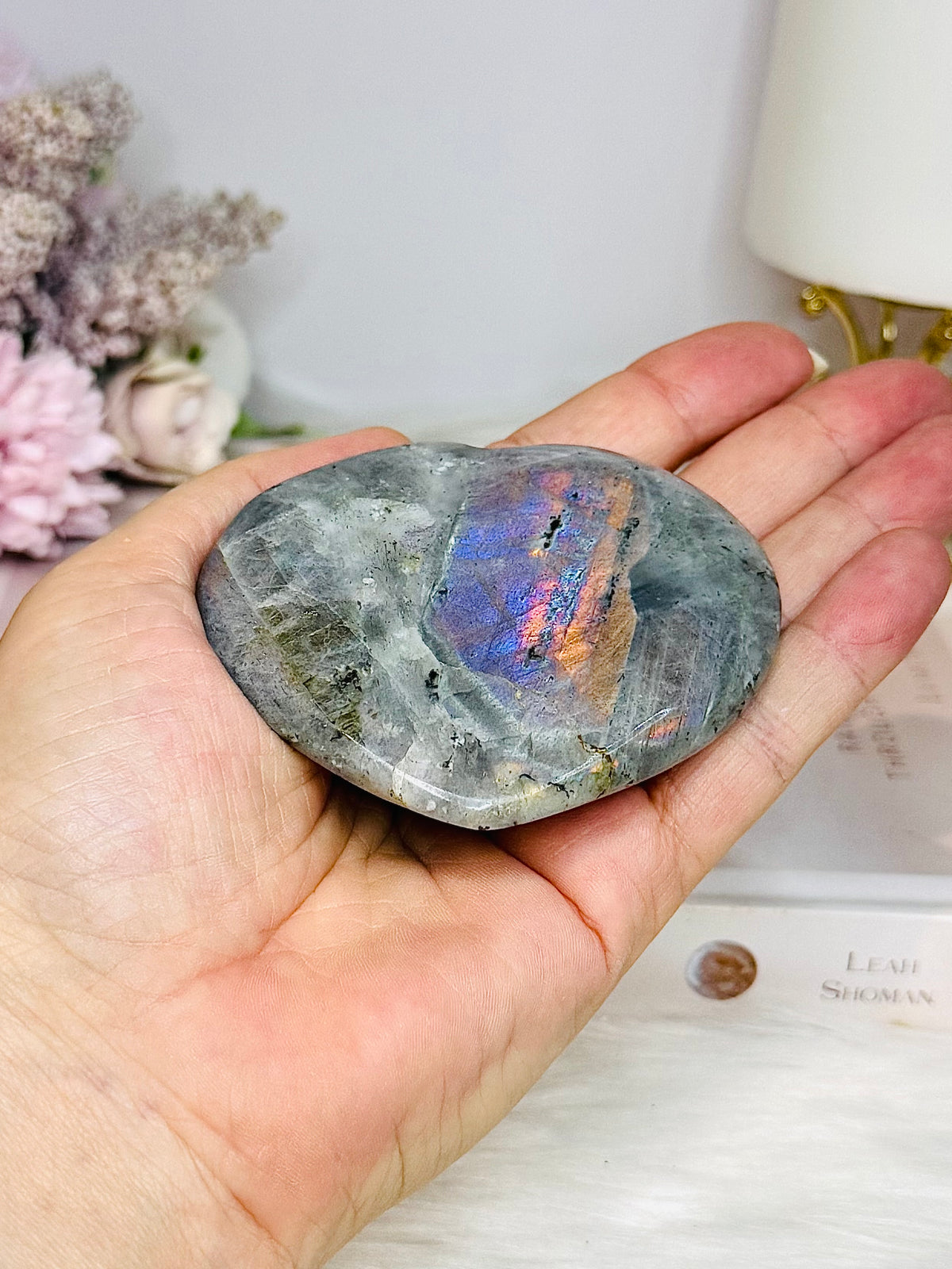Labradorite Heart with Purple Flash 8cm