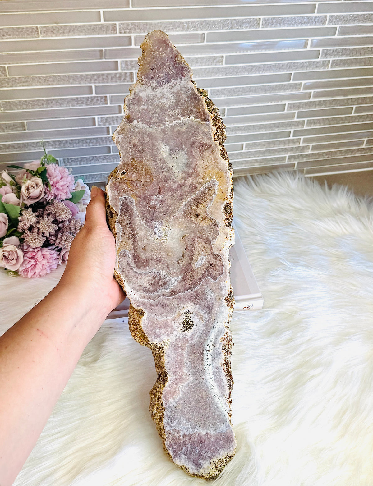 Statement Piece ~ Huge Chunky Pink Amethyst Slab on Stand 2.9KG 19cm