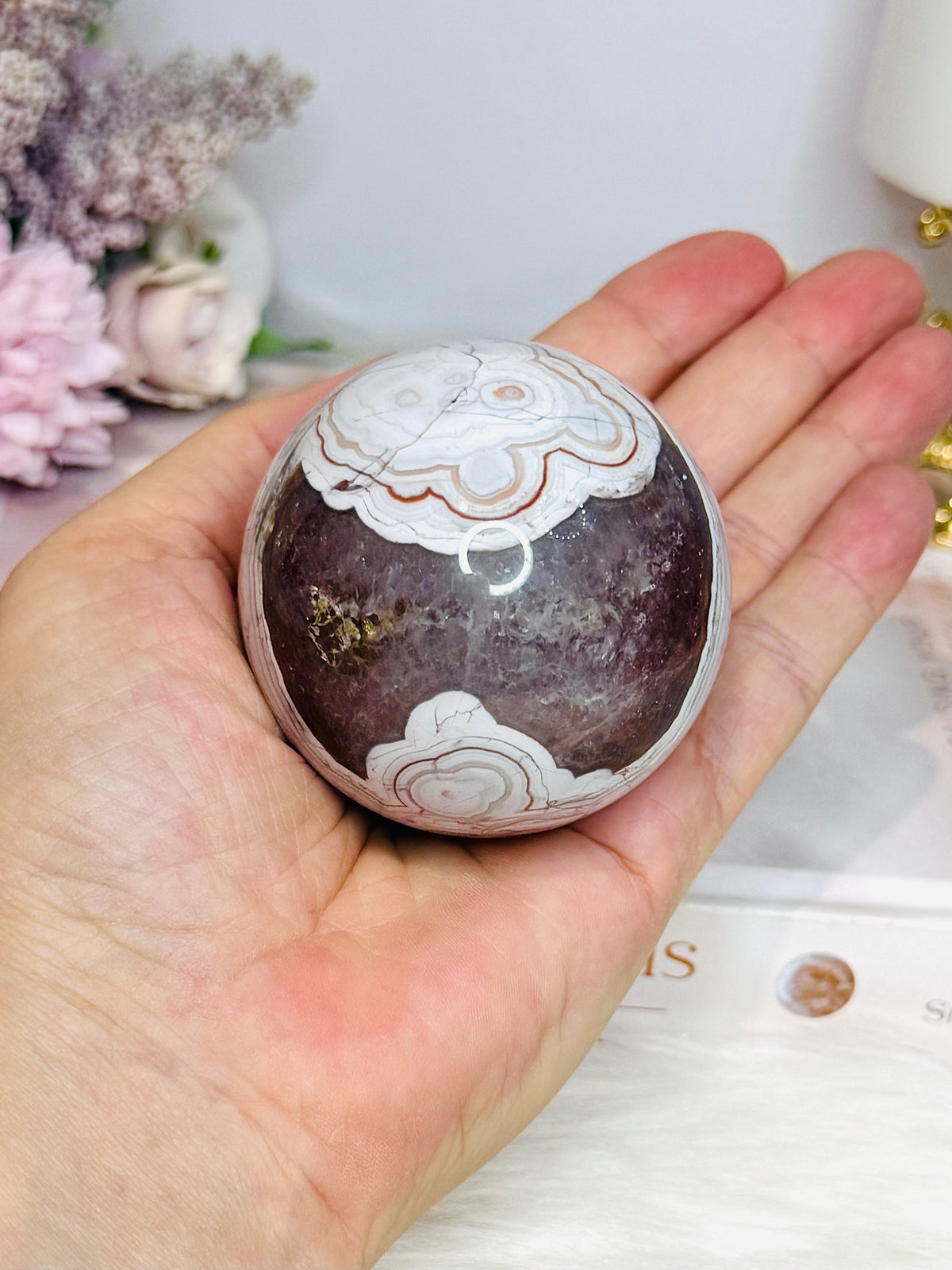 Crazy Lace Amethyst Sphere on Stand 274g