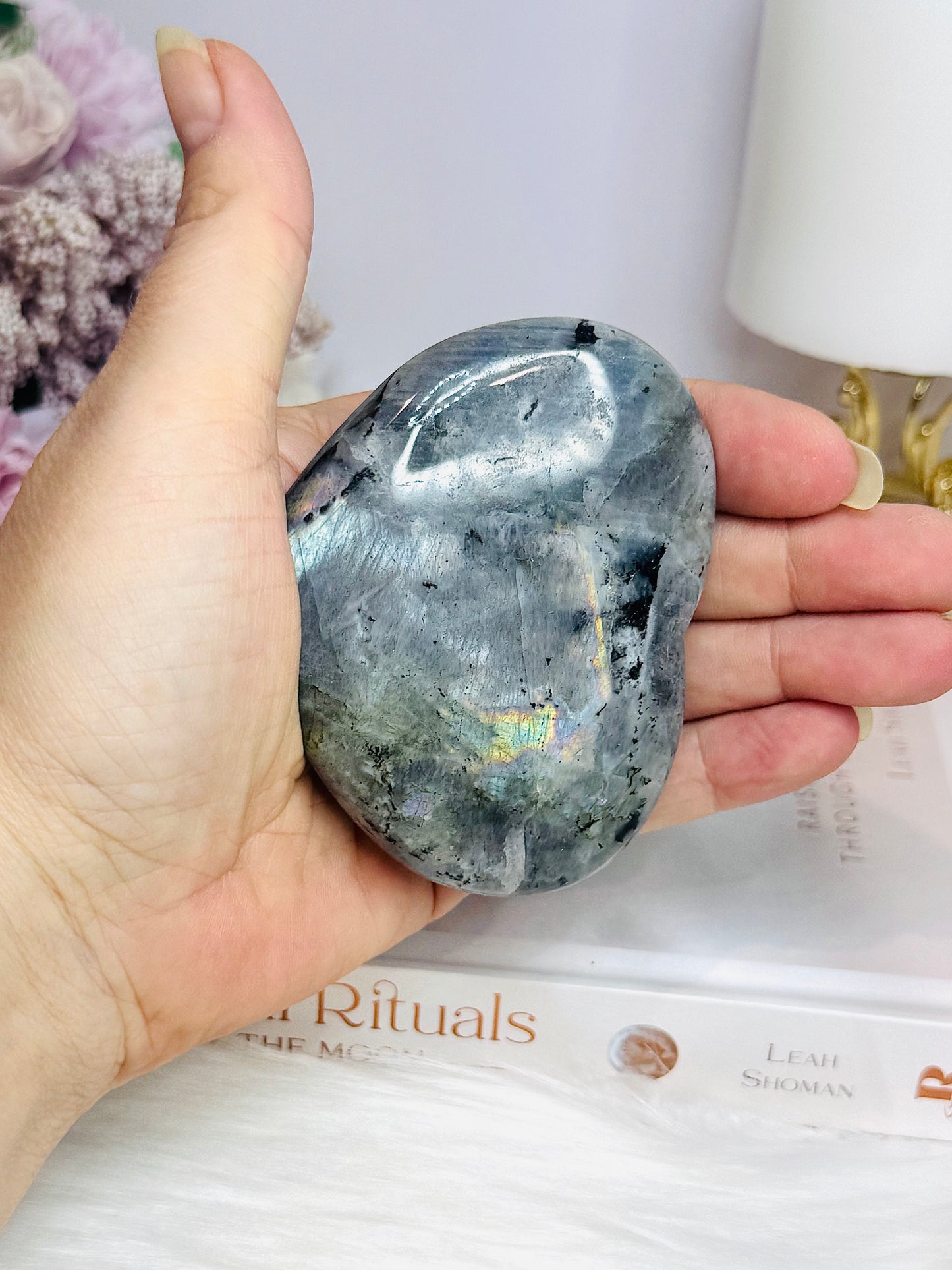 Labradorite Carved Heart 8cm