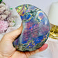 High Grade Large Labradorite Carved Moon Full of Flash 18.5cm