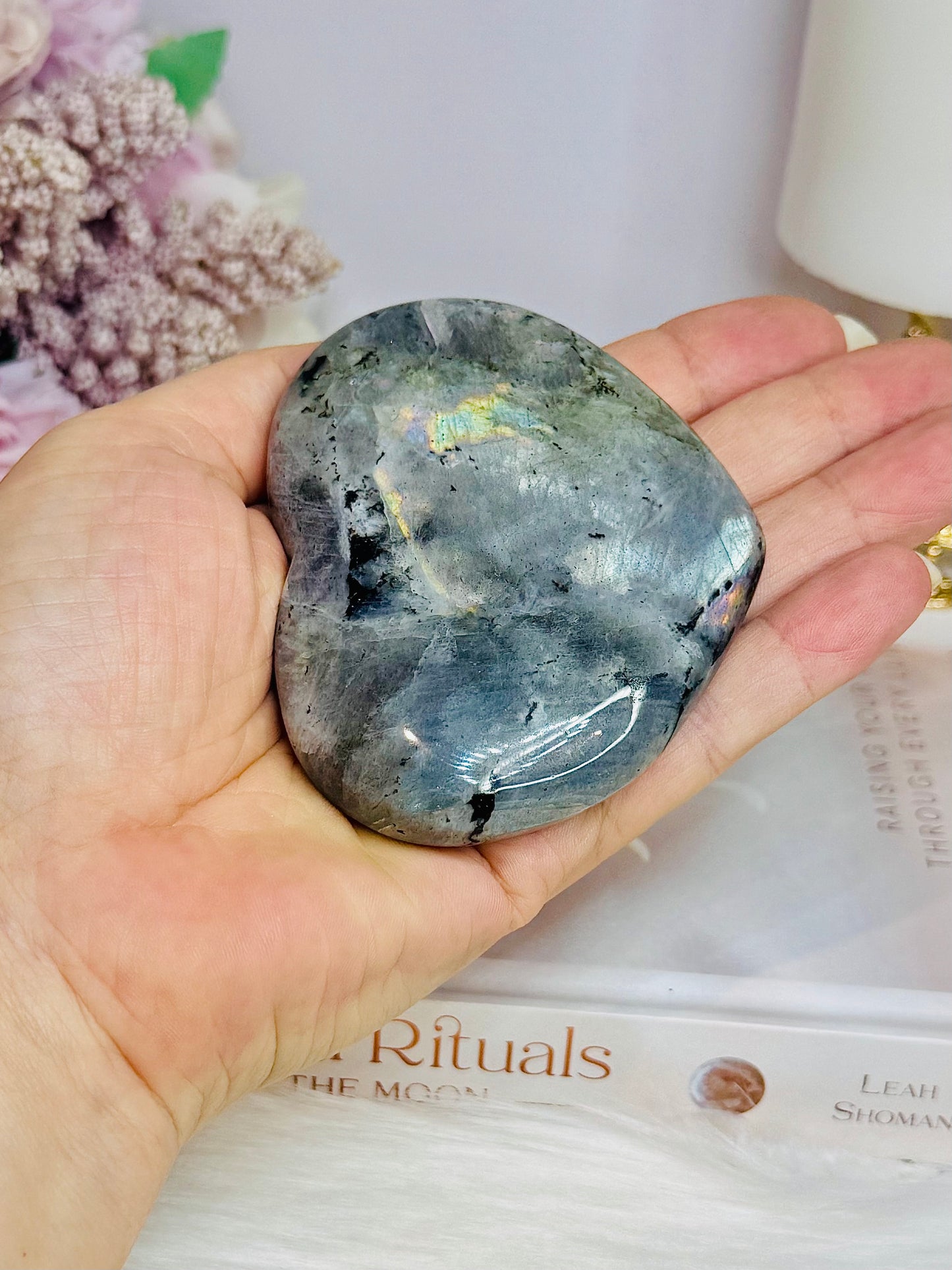 Labradorite Carved Heart 8cm