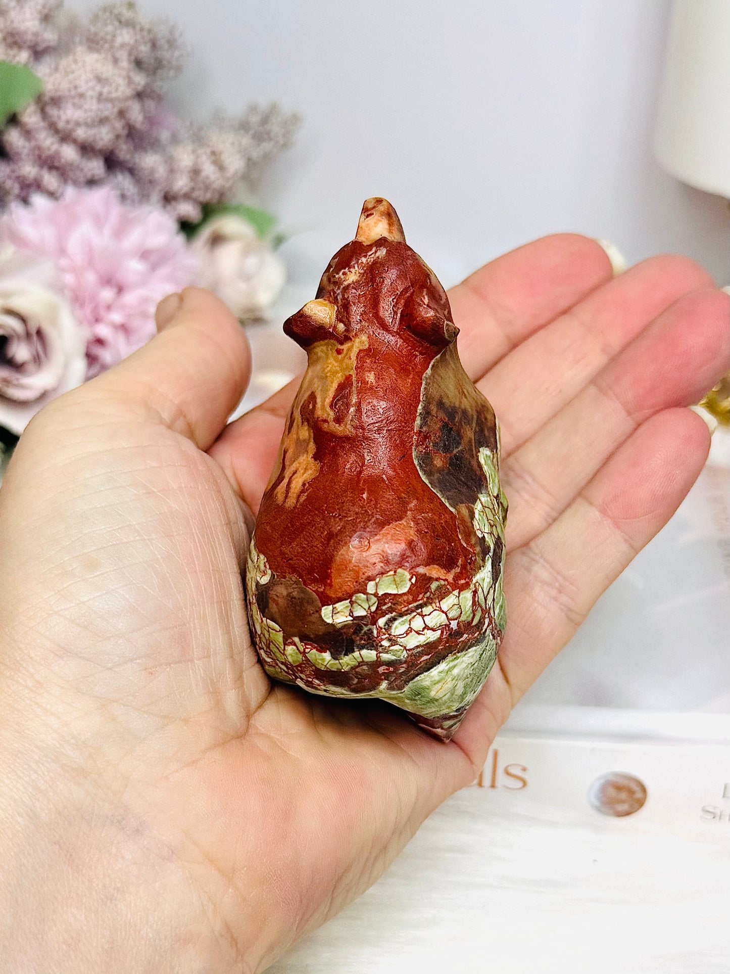 Money Agate Carved Bear 8cm