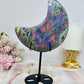 High Grade Large Labradorite Carved Moon Full of Flash 18.5cm