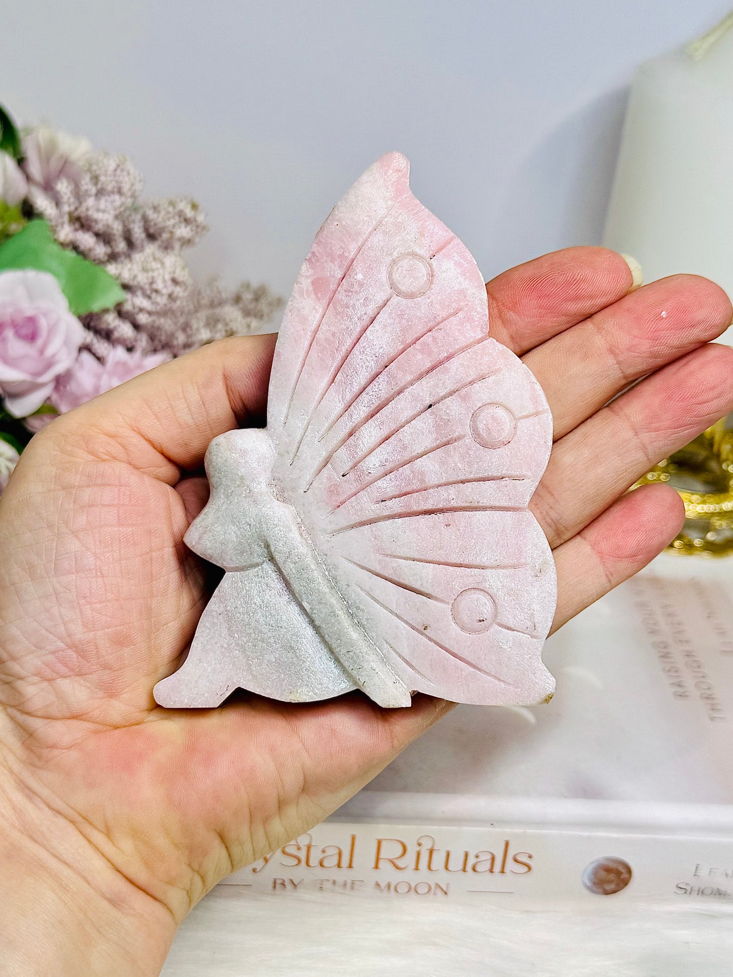 Pink Opal Carved Fairy 10cm