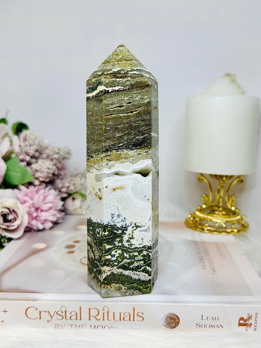 Large Ocean Jasper Druzy Tower 16cm 621g