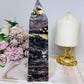 Large Purple Fluorite X Sphalerite Druzy Tower 19cm 768g