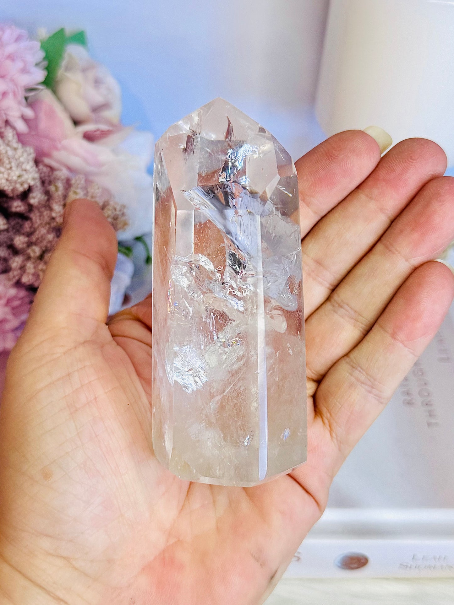 Magical High Grade Clear Quartz Tower 10cm with Stunning Rainbows