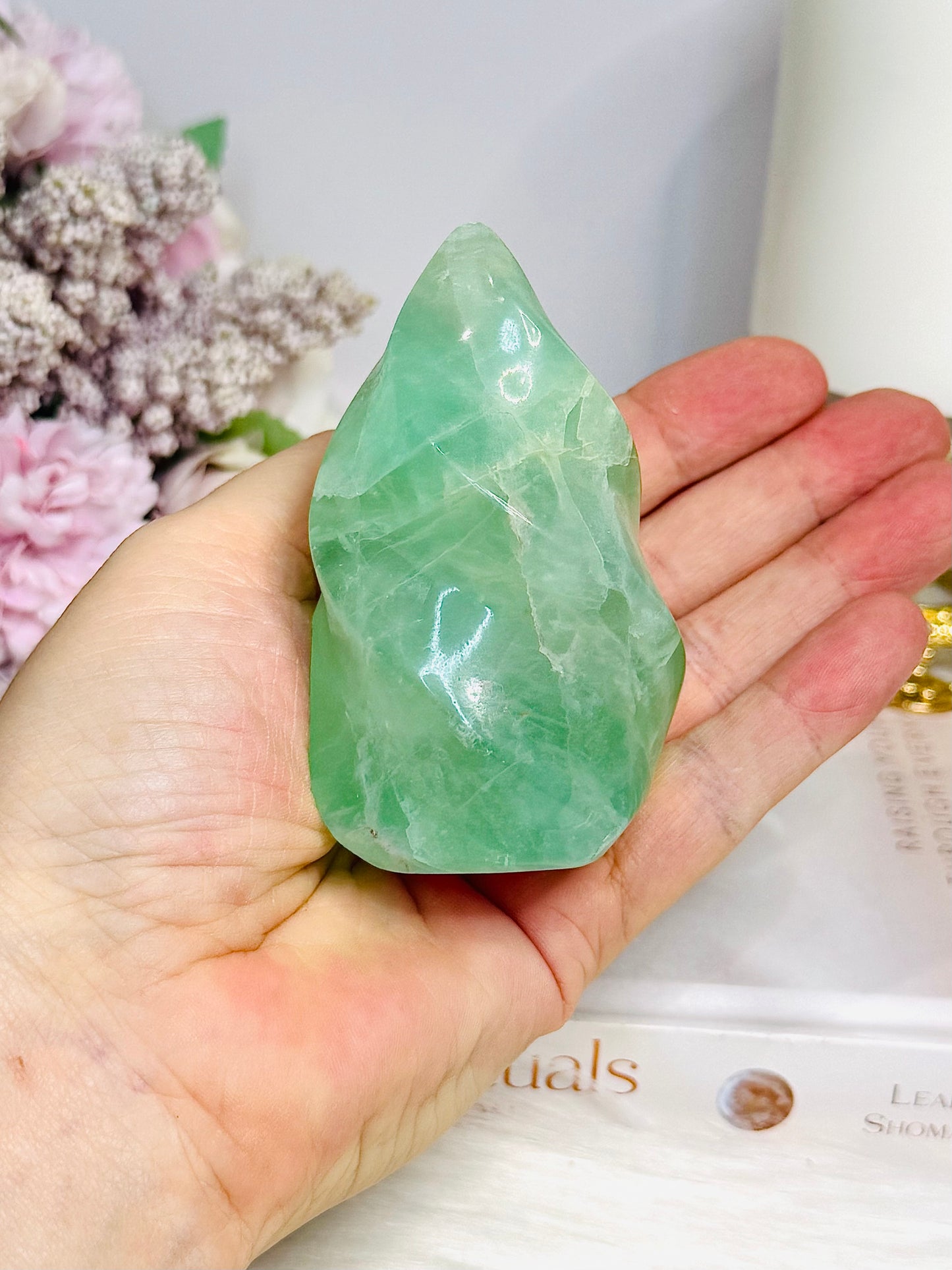 Green Fluorite Carved Flame 8cm