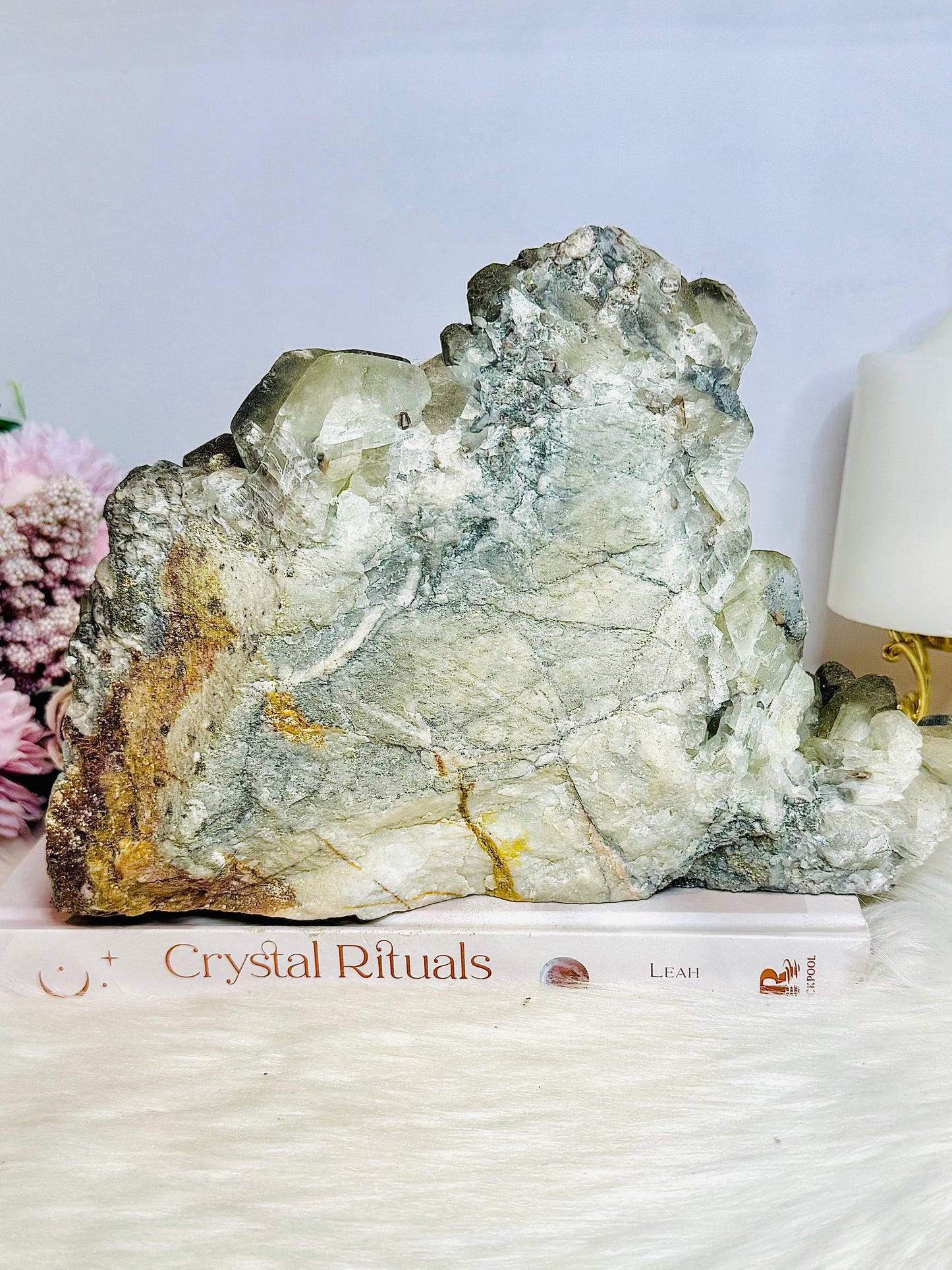 A Collectors Piece ~ Huge Black Benz Calcite Specimen with Pyrite 23cm 2.5KG