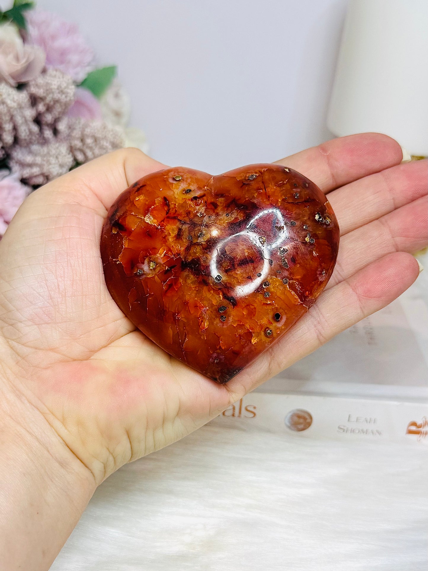 Carnelian Puffy Heart on Stand 220g