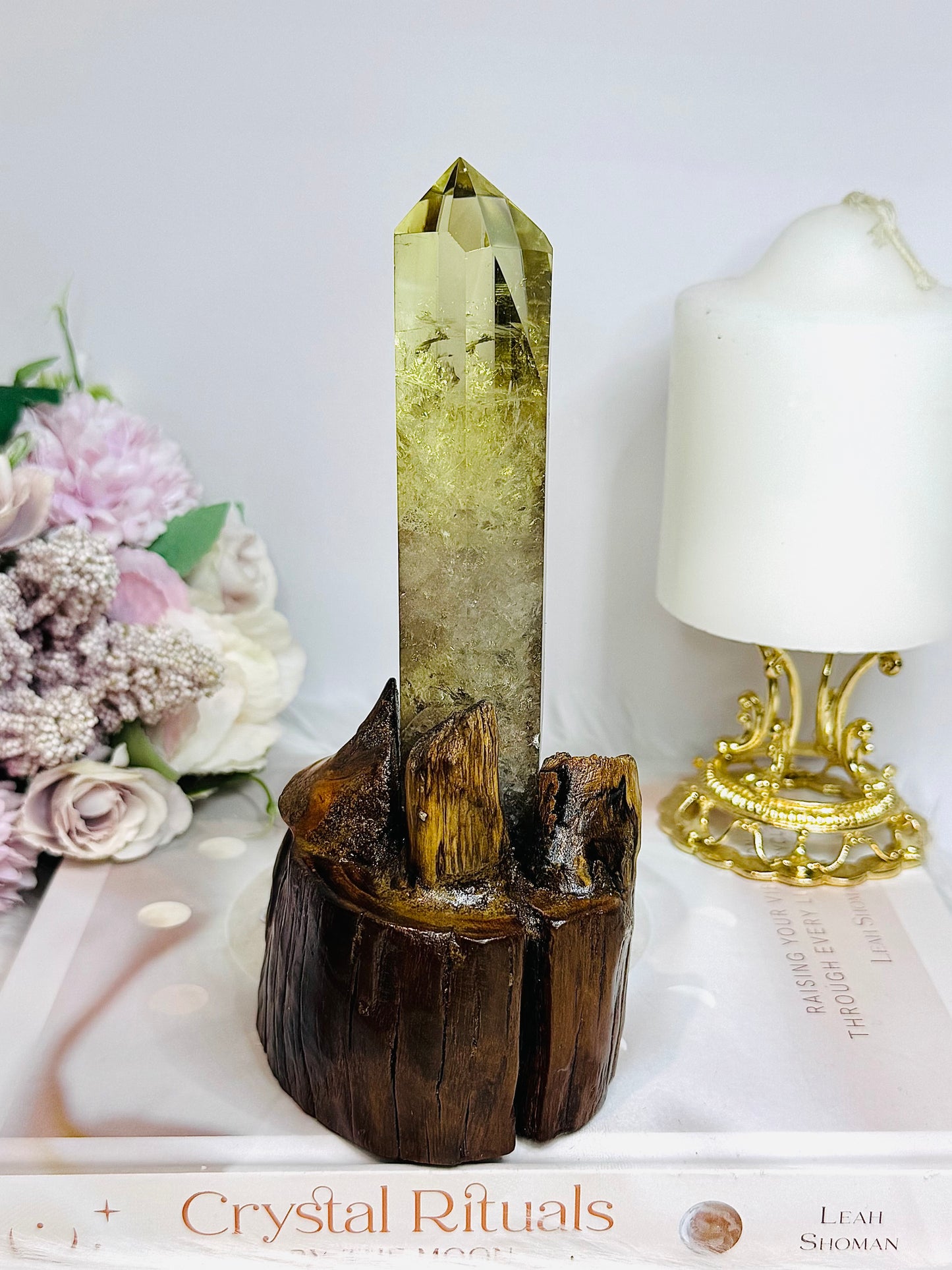 Citrine Tower in Timber Base 17cm