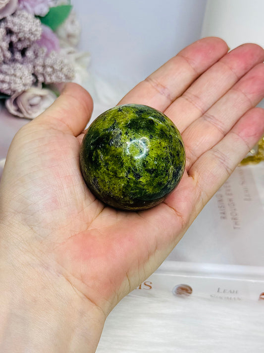 Natural Green Opal Sphere on Stand 142g
