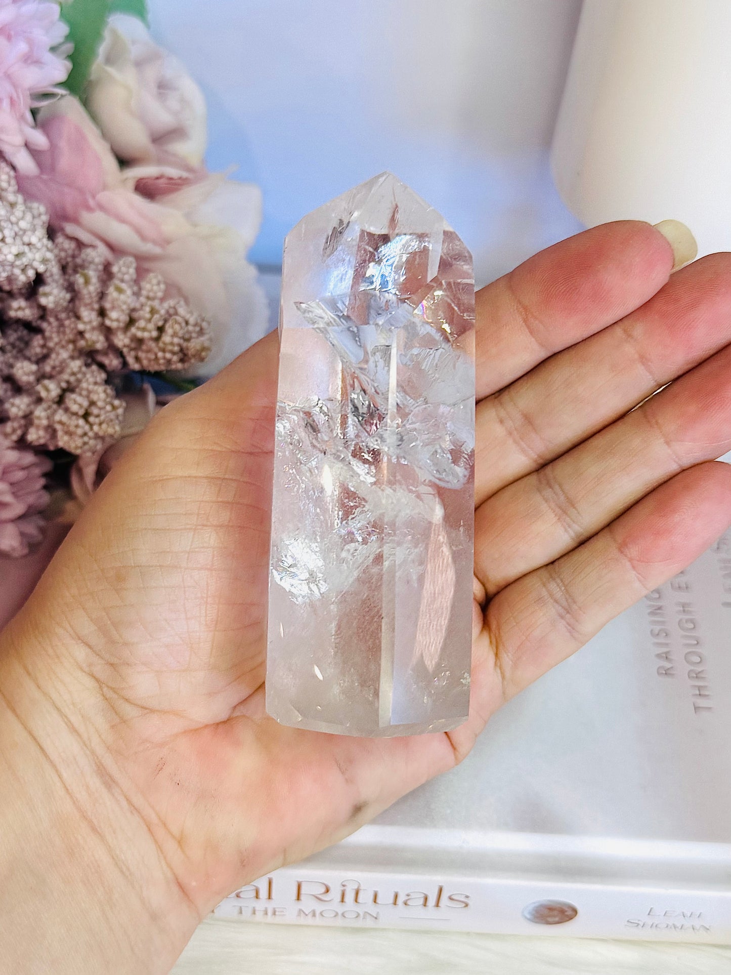 Magical High Grade Clear Quartz Tower 10cm with Stunning Rainbows