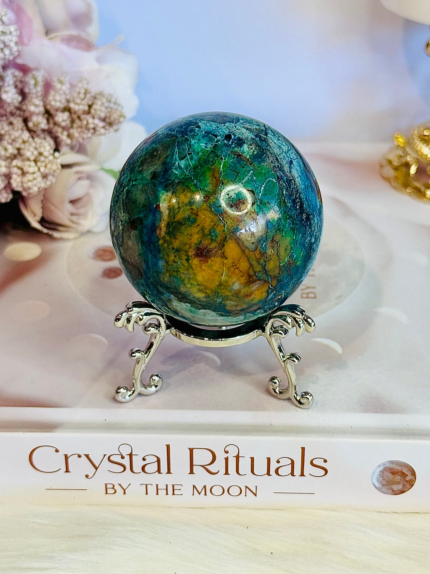 Absolutely Incredible High Grade Chrysocolla Sphere on Stand 6.5cm