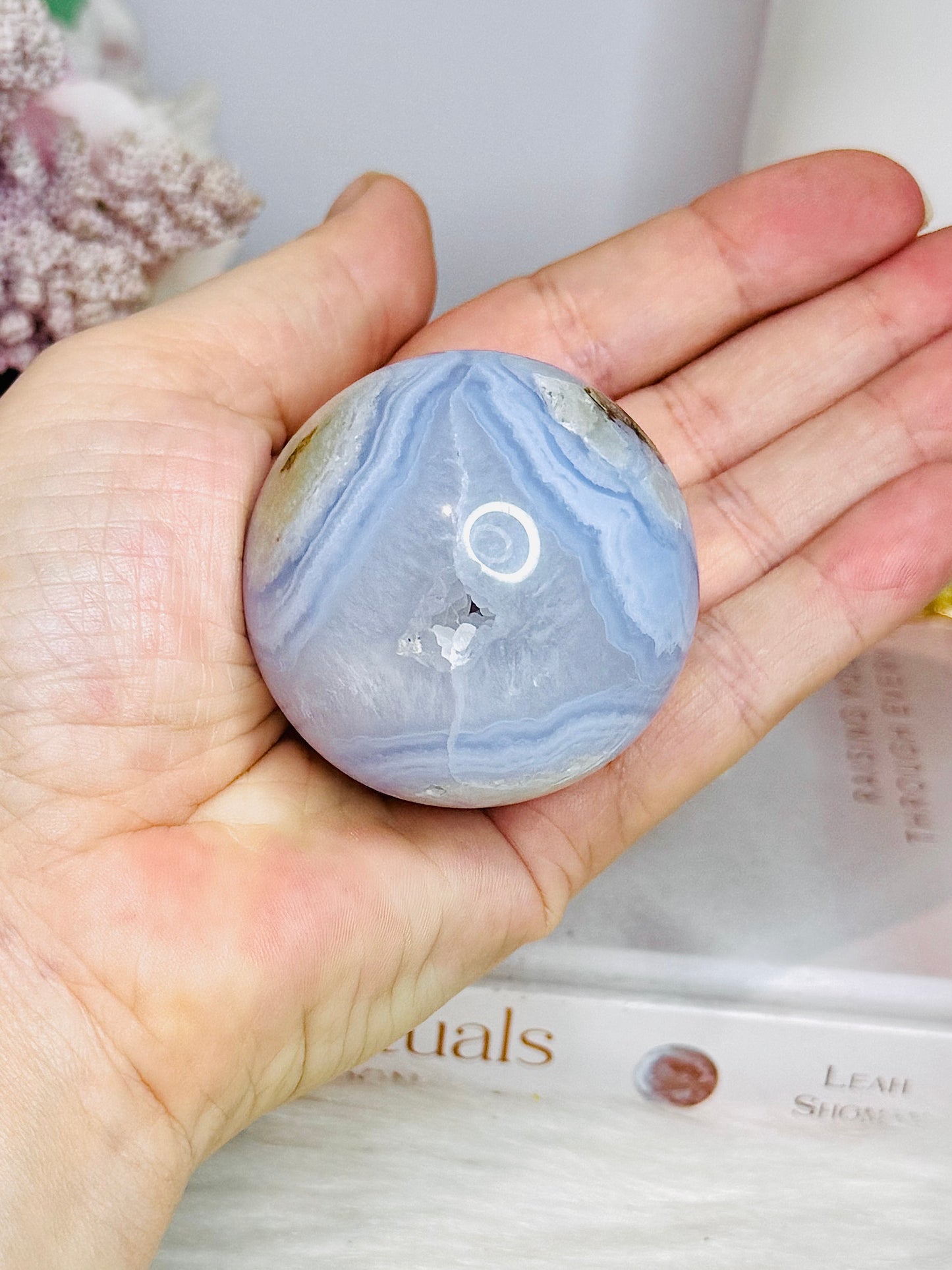 Druzy Blue Lace Agate Sphere On Stand 168g