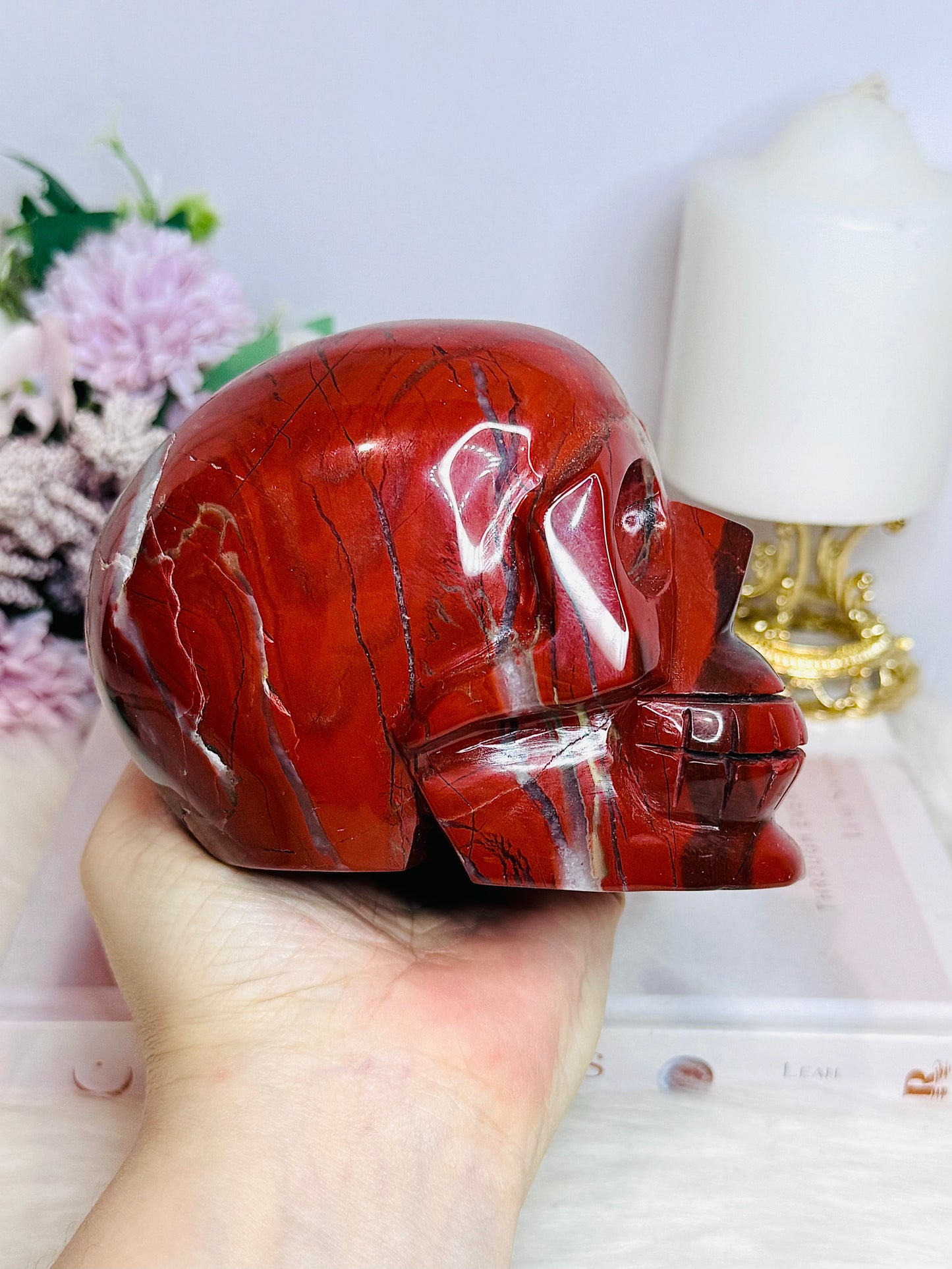 Red Jasper Large Carved Skull 13cm 1.43KG
