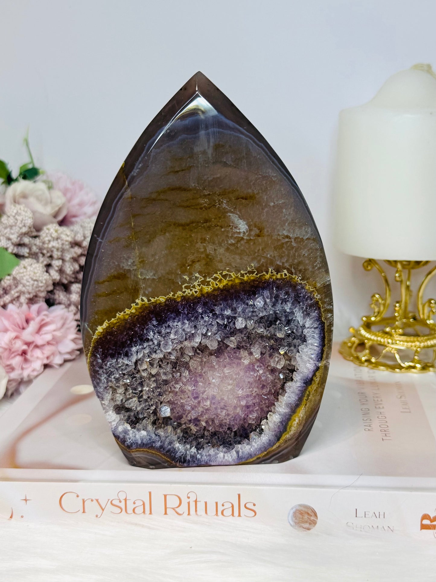 Large Druzy Agate Amethyst Carved Freeform 16cm
