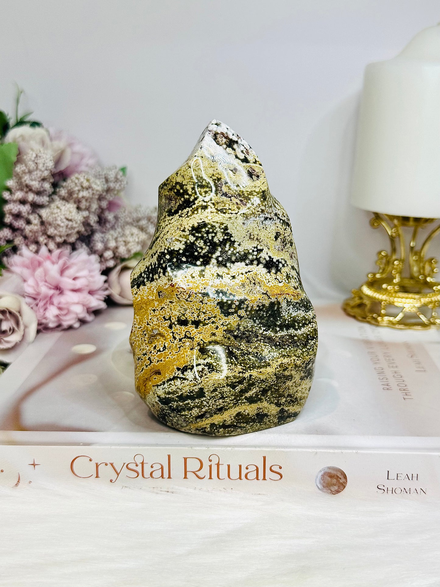Ocean Jasper Carved Flame 12cm 595g