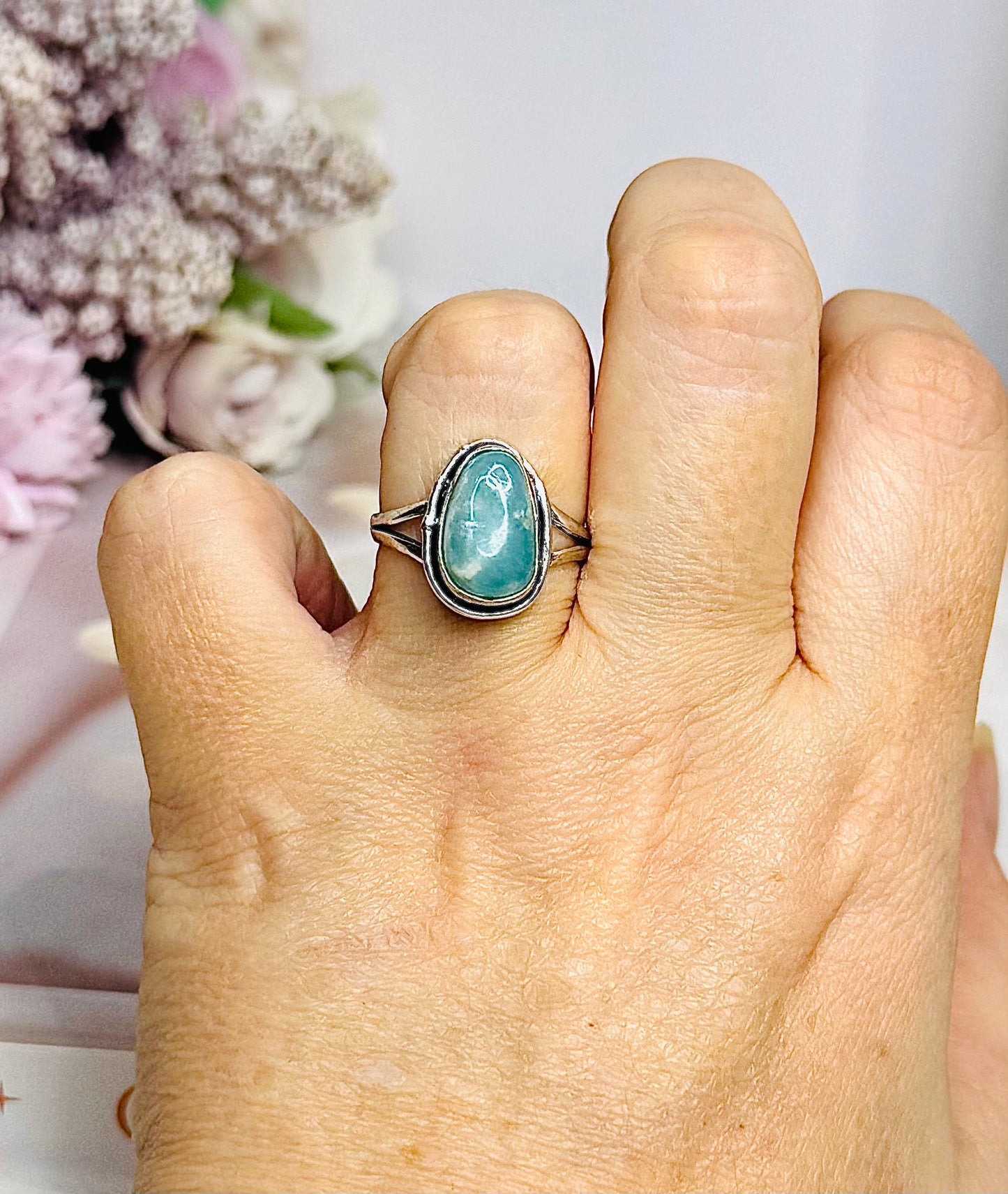 Larimar Adjustable Ring In Gift Bag