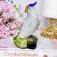 Large 11.5cm Jade Carved Parrot | Bird On Pyrite Stand From Brazil