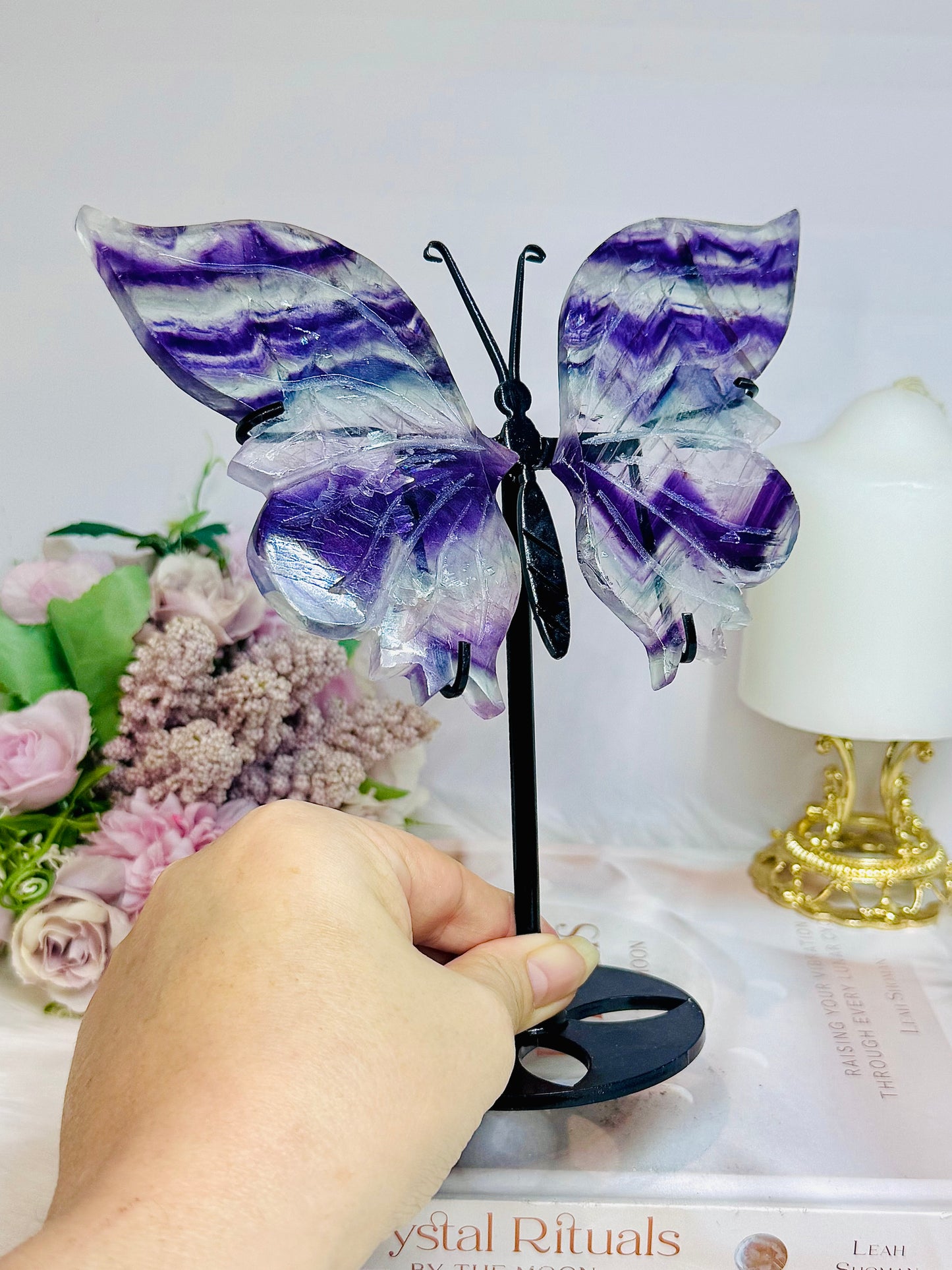 Fluorite Butterfly Wings With Rainbows 19cm