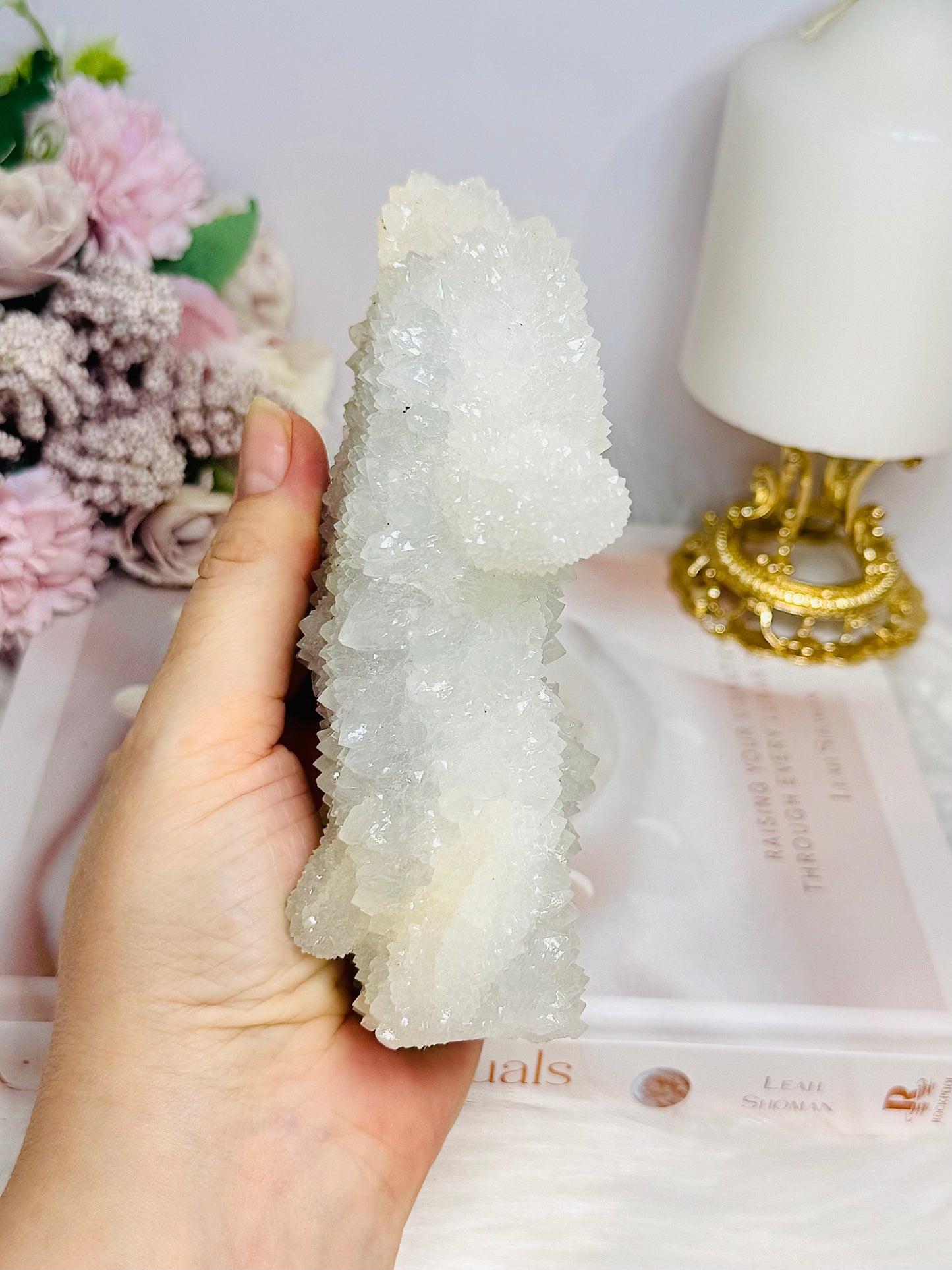 Rare White Apophyllite Crystal Stalactite Formation Specimen 14cm 420g