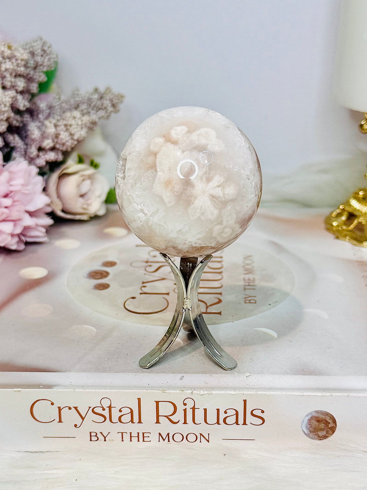 Pink Amethyst Druzy Sphere On Stand 161g