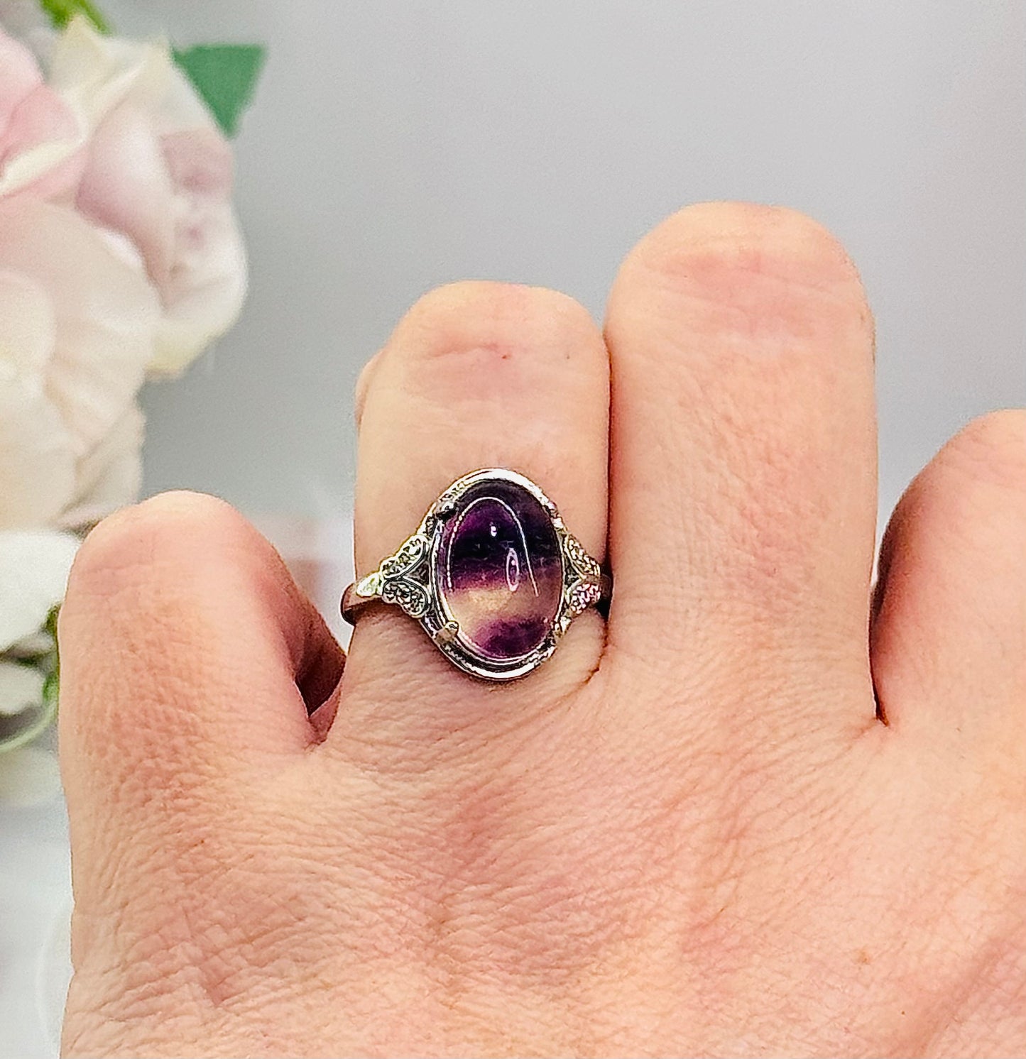 Gorgeous Adjustable Fluorite Ring In Gift Bag