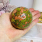 High Grade Large Unakite Sphere on Stand 454g