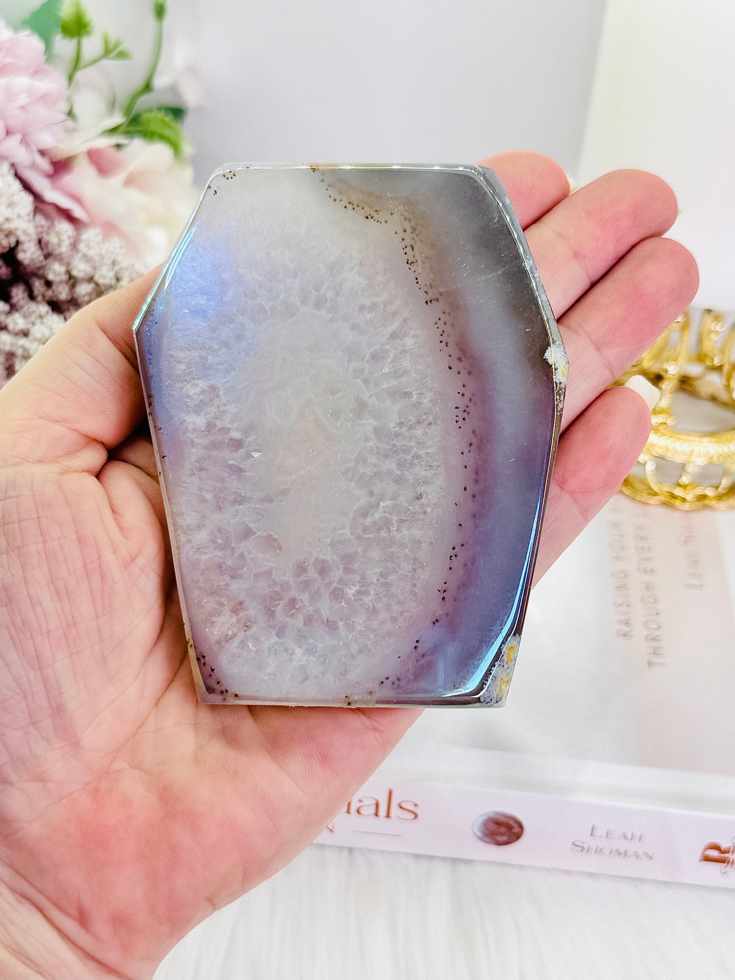 Beautiful Angel Aura Druzy Agate Coffin 9cm