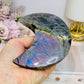 Purple Flash Labradorite Moon on Stand 12cm