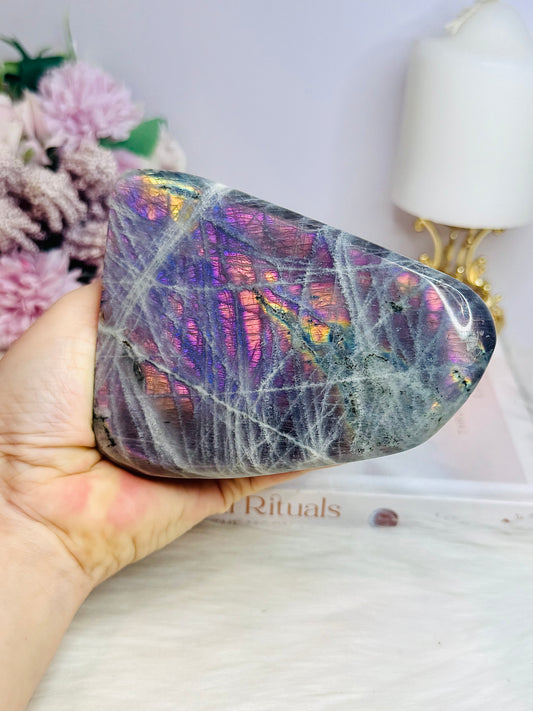 Large Polished Pink & Purple Flash Labradorite Freeform