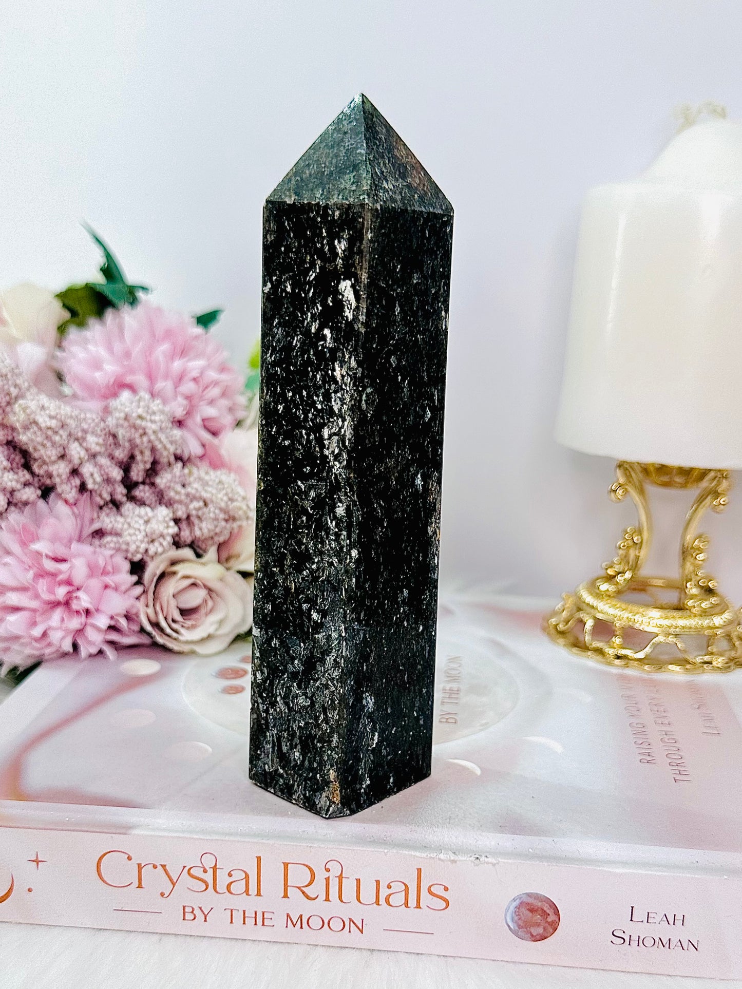 Sparkling Gorgeous Black Mica Tower 15cm Tall 348grams