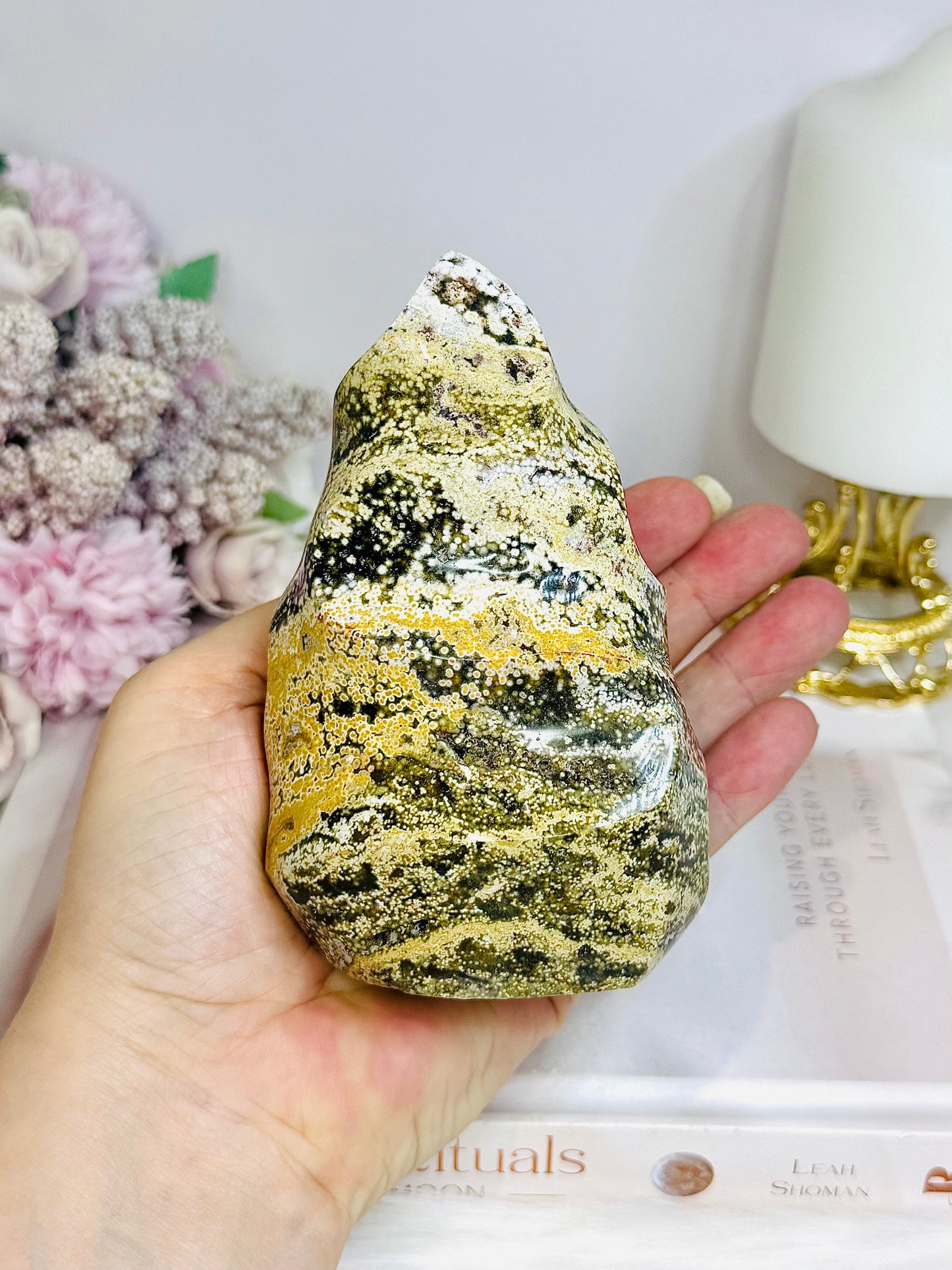 Ocean Jasper Carved Flame 12cm 595g